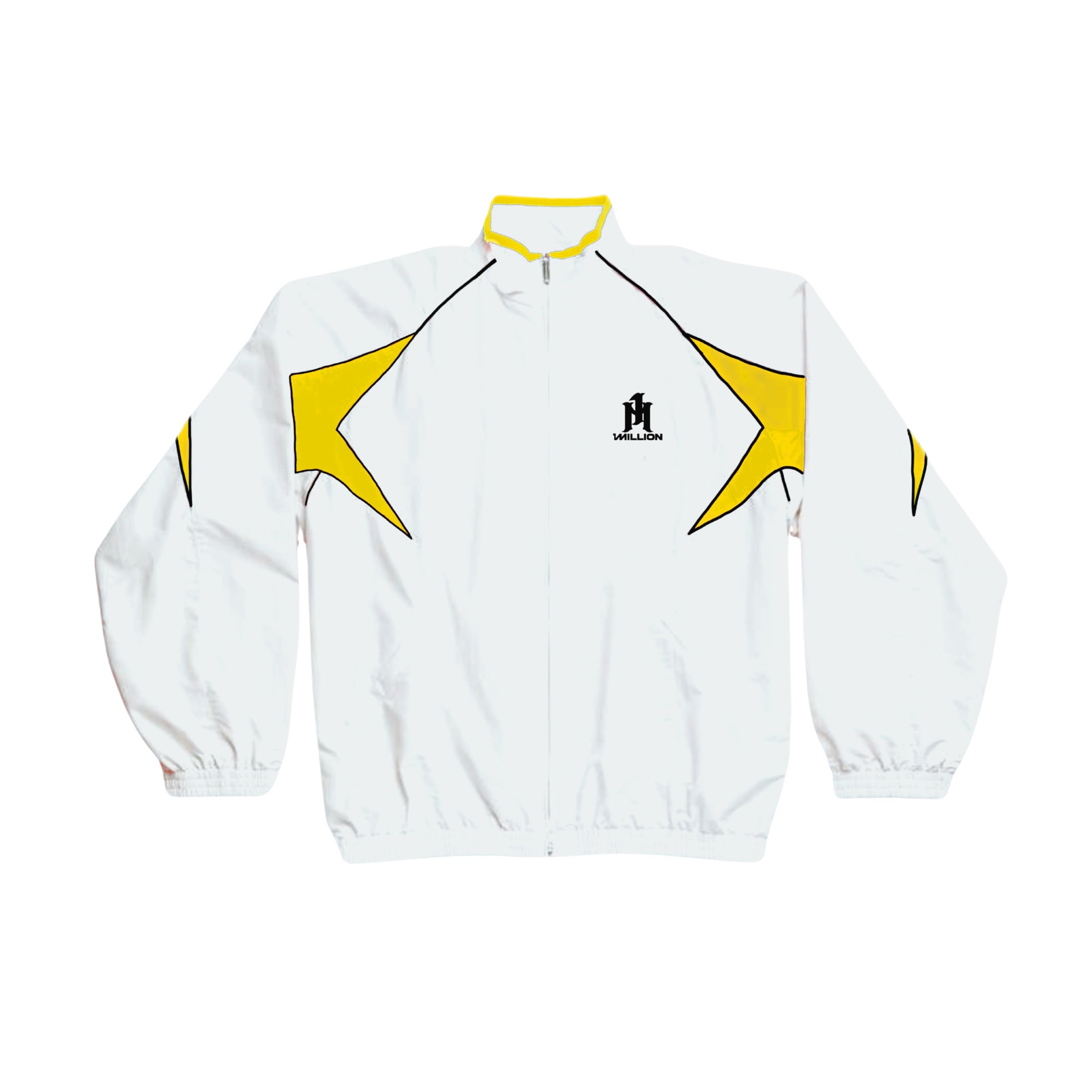 90s inspired track suit yellow on white